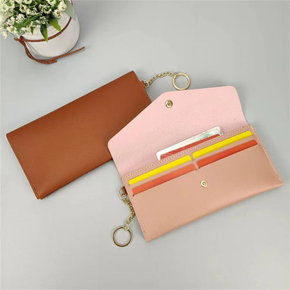 Portefeuille Femme Long Cuir PU - Porte-Cartes Multi-Poches Clutch Élégant Rouge