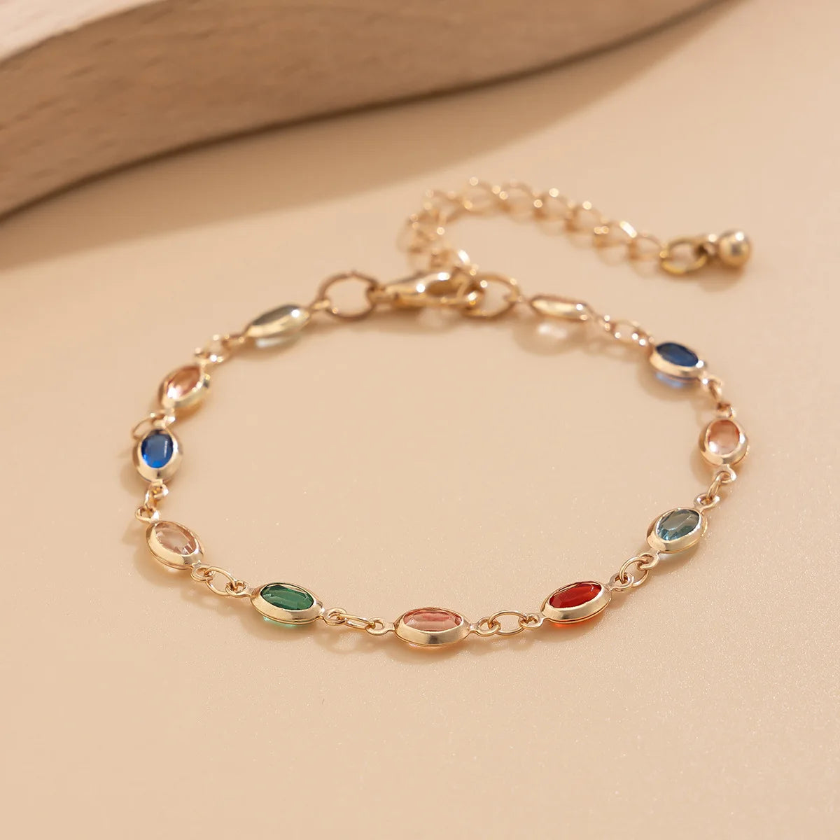 Bracelet Cristaux Colorés Bohème Tissé Main Créatif – Chaîne Dorée Simple Femme