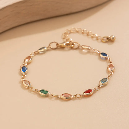 Bracelet Cristaux Colorés Bohème Tissé Main Créatif – Chaîne Dorée Simple Femme