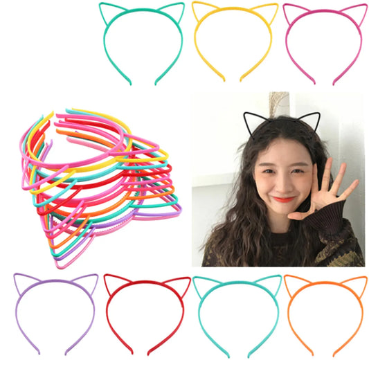 Lot 10/20 Serre-Têtes Oreilles Chat Filles - Bandeaux Plastique Couleurs Candy Accessoires Cheveux