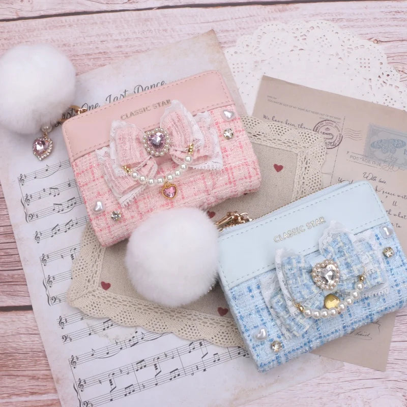 Portefeuille Femme Lolita Mignon Cuir PU - Court Porte-Cartes Monnaie Kawaii Cadeau Fille