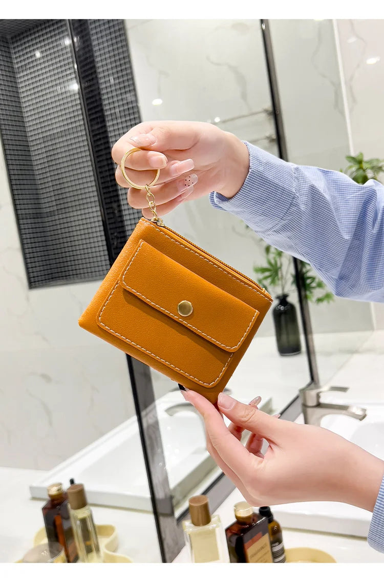 Portefeuille Femme RFID Blocking Trifold Multi-Cartes - Porte-Monnaie Zippé Porte-Clés Sécurisé
