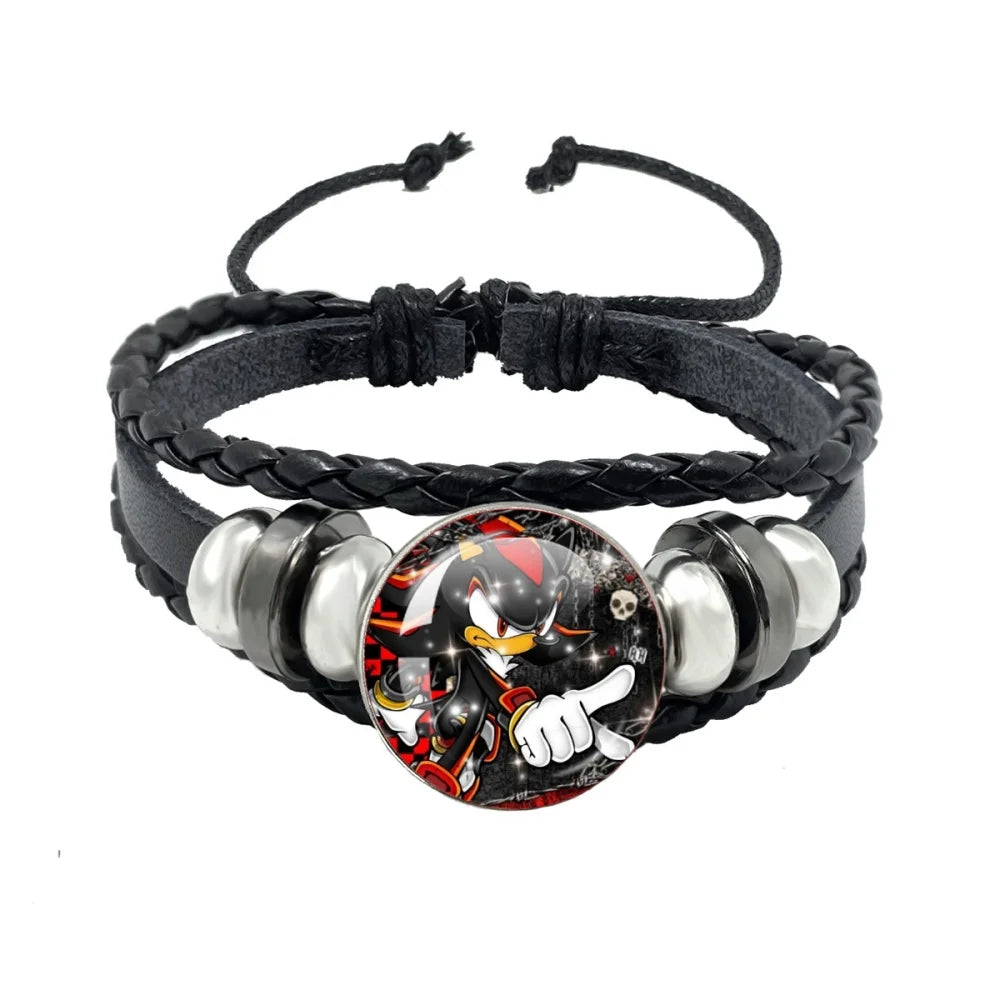 Bracelet Shadow le Hérisson Cabochon Verre – Cuir Multicouche Tressé Unisexe