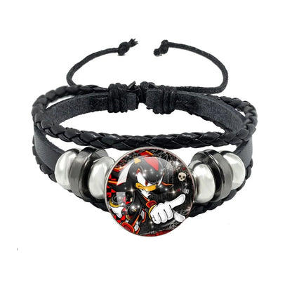Bracelet Shadow le Hérisson Cabochon Verre – Cuir Multicouche Tressé Unisexe