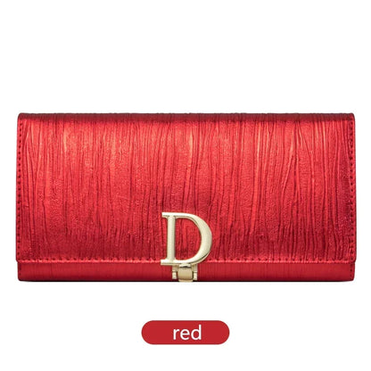 Portefeuille Long Femme Cuir Véritable Luxe - Porte-Cartes Téléphone Rayures Élégant