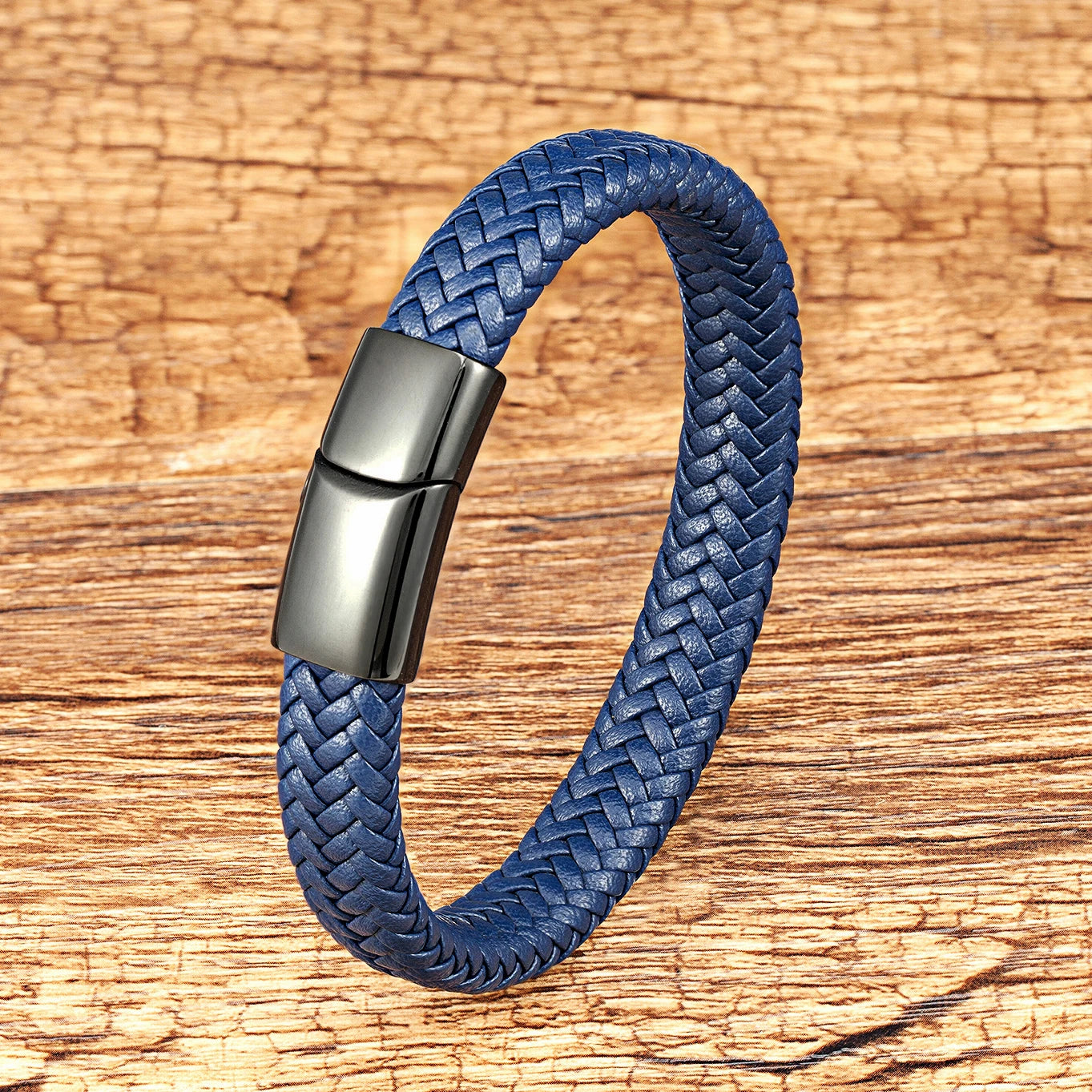 Bracelet Corde Cuir Tressé Homme – Fermoir Magnétique Acier Inoxydable