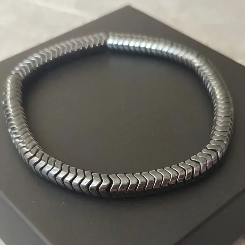 Bracelet Hématite Zigzag Magnétique – Énergie & Équilibre Unisexe