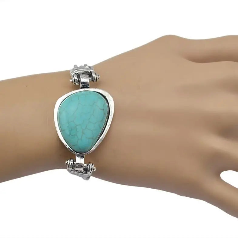 Bracelet Jonc Ethnique Tribal Turquoise - Inspiration Indienne et Africaine