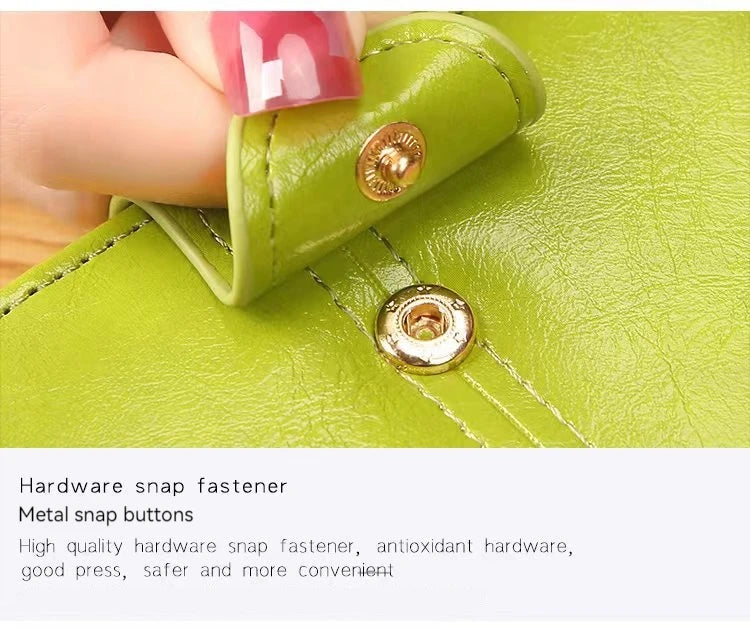 Portefeuille Femme Cuir Bifold Court Rose - Wallet Porte-Cartes Zipper Coin Pouch