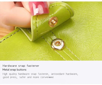 Portefeuille Femme Cuir Bifold Court Rose - Wallet Porte-Cartes Zipper Coin Pouch