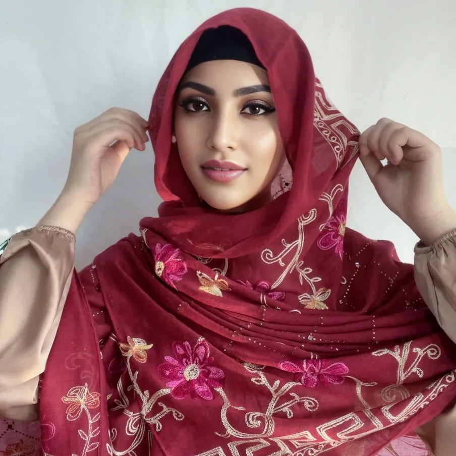 Hijab Imprimé Aquarelle Premium - Voile Femme Doux et Léger