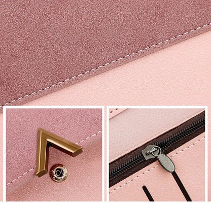 Portefeuille Femme Long Cuir PU Perles - Porte-Monnaie Carte Clutch Mini Fermoir Rouge