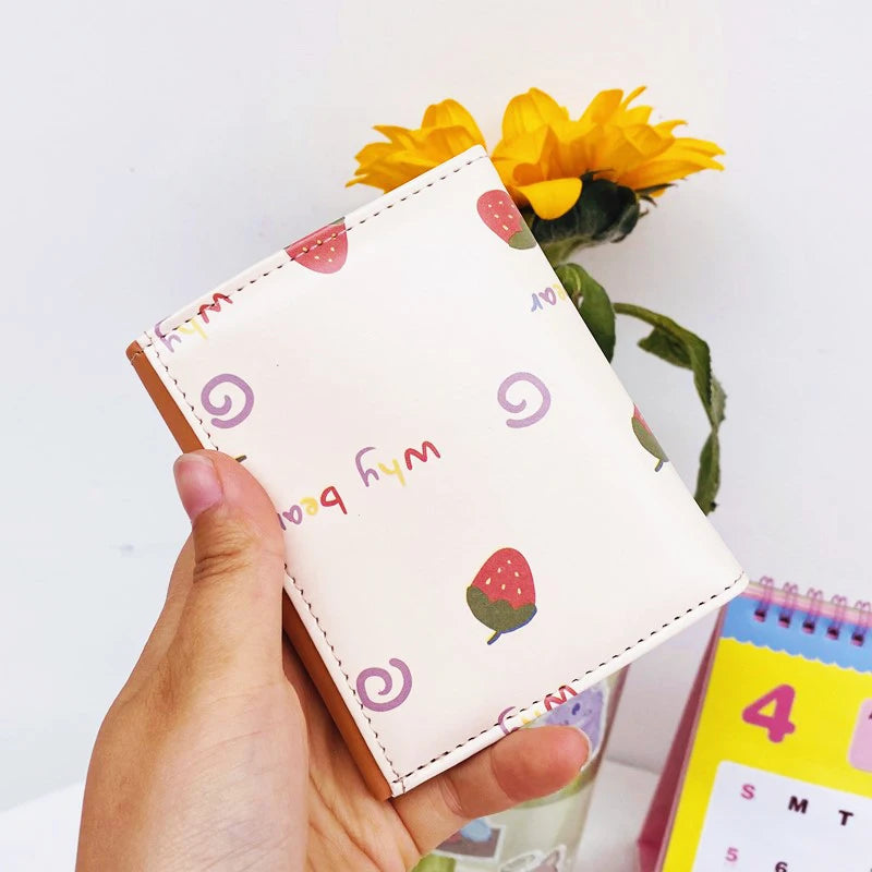 Portefeuille Femme Court Ourson Kawaii - Porte-Monnaie Cartoon Mignon Trifold Porte-Carte Étudiant