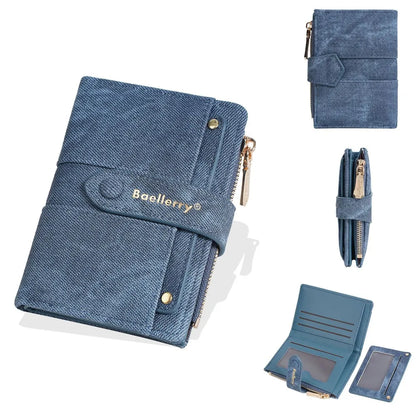 Portefeuille Femme Cuir PU - Porte-Carte Compact Zippé Grande Capacité pour Cartes Bancaires et Voyage
