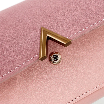 Portefeuille Femme Long Cuir PU Trifold Rose - Porte-Carte Multi-Emplacements Clutch Bag Fashion Simple