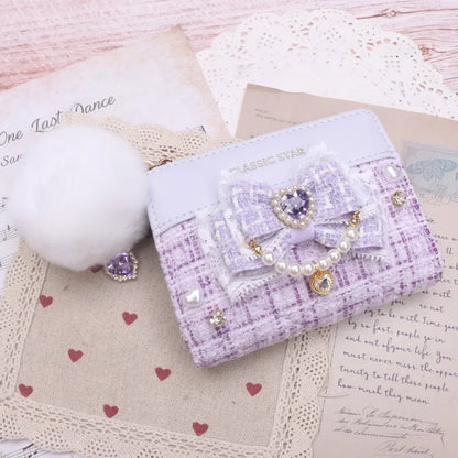 Portefeuille Femme Lolita Mignon Cuir PU - Court Porte-Cartes Monnaie Kawaii Cadeau Fille
