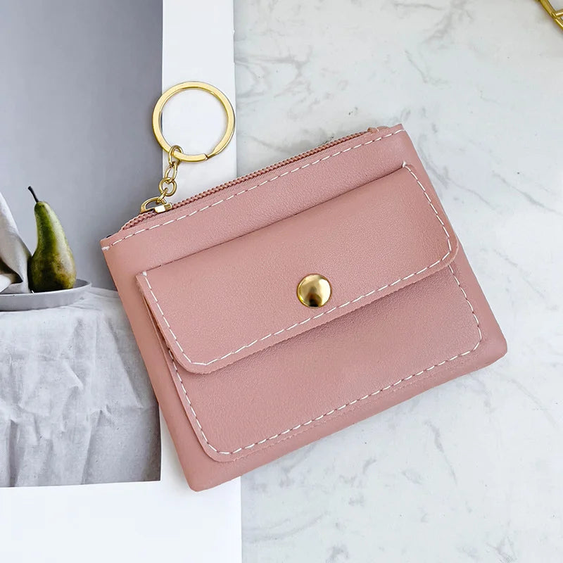 Portefeuille Femme RFID Blocking Trifold Multi-Cartes - Porte-Monnaie Zippé Porte-Clés Sécurisé