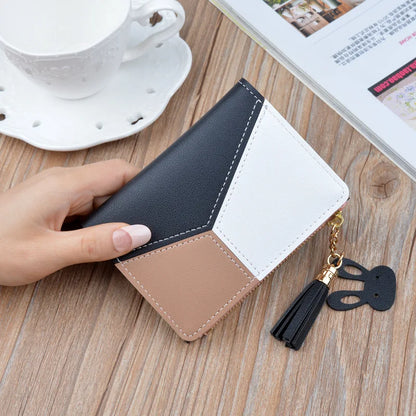 Portefeuille Femme Court Cuir PU Noir - Porte-Monnaie Pliable Compact avec Porte-Cartes