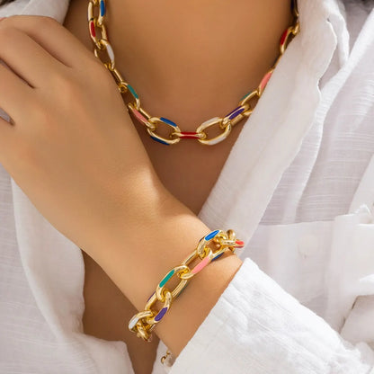 Ensemble Bohème Choker Bracelet Croix – Collier Ras-du-Cou Coloré 2 Pièces