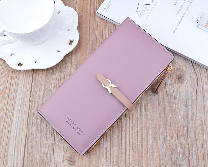 Portefeuille Femme Long Cuir Luxe Slim - Porte-Carte Crédit Clutch Élégant Tendance