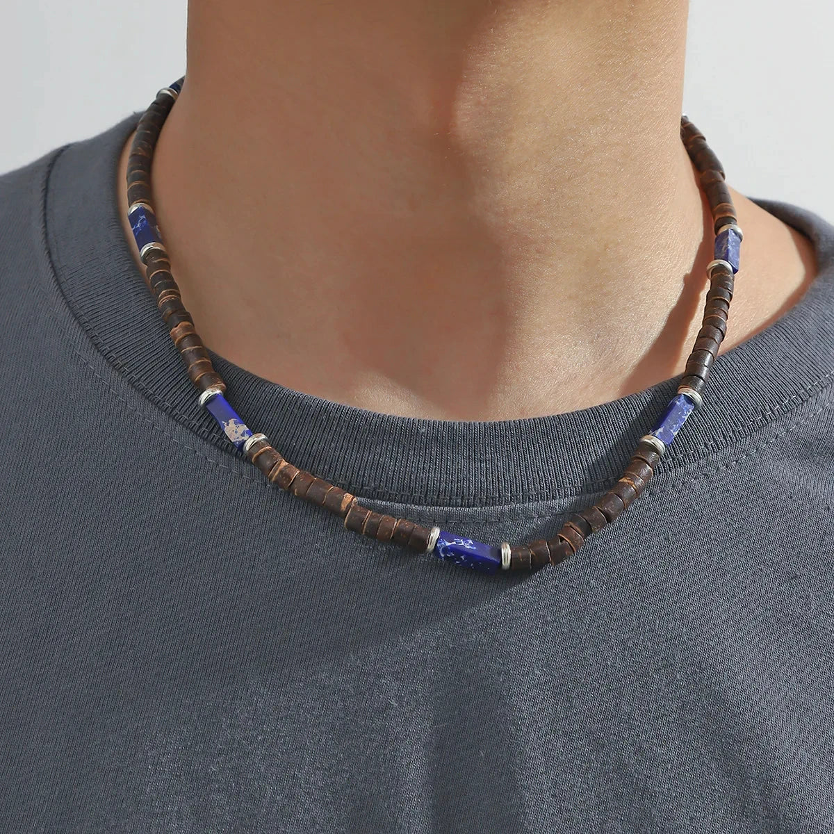 Bracelet Bohème Cuir & Perles Bois Homme – Tressé Main, 26 Coloris