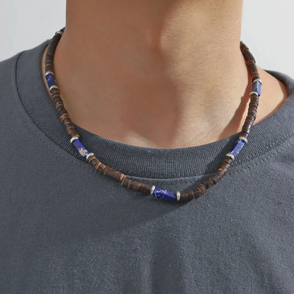 Bracelet Bohème Cuir & Perles Bois Homme – Tressé Main, 26 Coloris