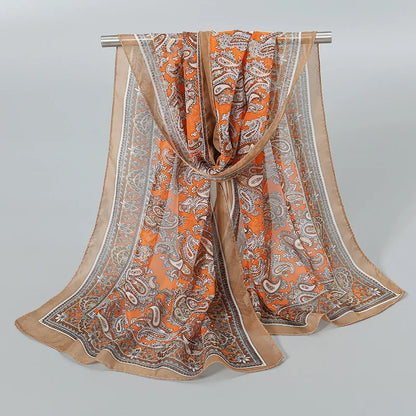 Foulard Soie Mousseline Luxe Femme - Écharpe Tête Plage Bandana Hijab Été