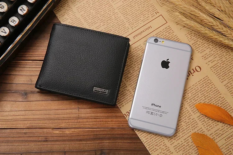 Portefeuille Homme Cuir Véritable - Porte-Cartes Court Premium Noir