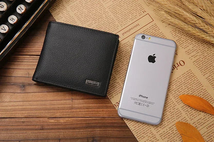 Portefeuille Homme Cuir Véritable - Porte-Cartes Court Premium Noir