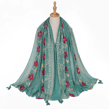 Hijab Imprimé Aquarelle Premium - Voile Femme Doux et Léger