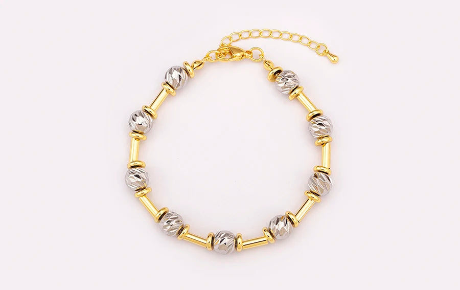 Bracelet Perles CZ Fait Main Ajustable – Chaîne Cuivre Polyvalent Femme