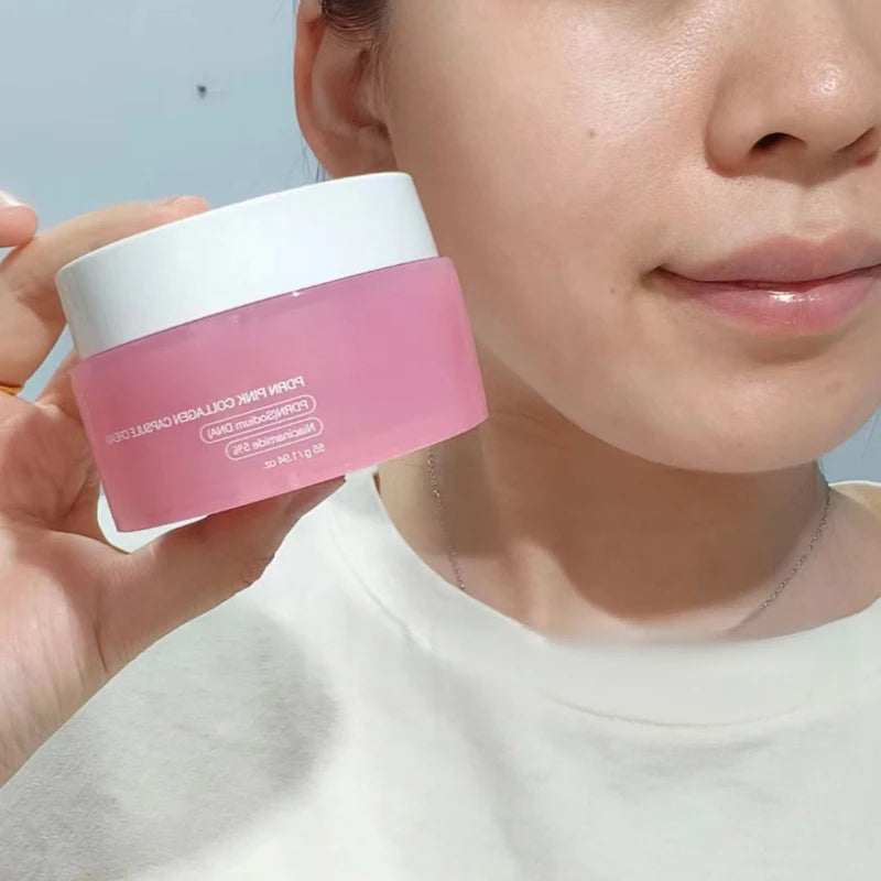 Crème Capsule Collagène Rose PDRN Coréenne 55g - Niacinamide Teint Irrégulier Hydratant Léger Non-Gras