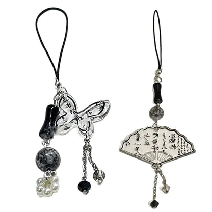 Charm Téléphone Éventail Papillon Chinois – Pendentif Acrylique Calligraphie