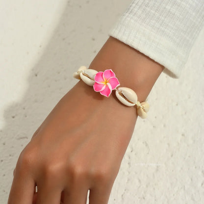 Ensemble Bijoux Fleurs Tressées Bohème Grande Fleur – Collier Boucles Rose Rouge Bleu Plage Femme