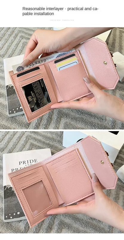 Portefeuille Femme Court Nœud Pliable - Clutch Bag Porte-Cartes Cuir PU Fashion
