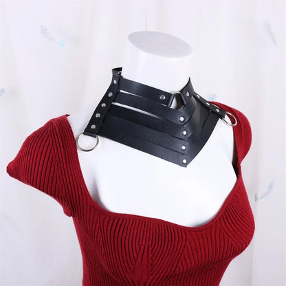 Collier Choker Gothique Cuir Rivets – Ras-du-Cou Punk Rock Noir