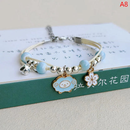 Bracelet Lapin Cartoon Mignon Simple Cristaux – Charm Perles Ajustable Enfants Amies