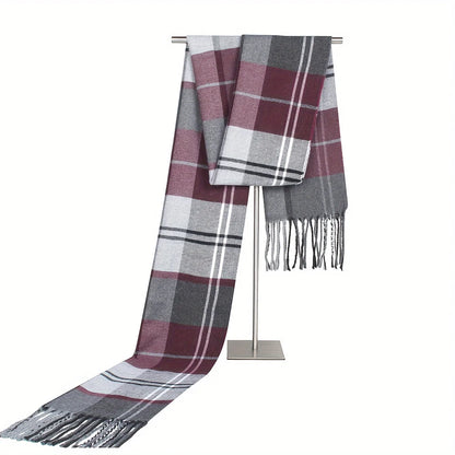 Foulard Écharpe Homme Carreaux Hiver - Châle Doux Cachemire Franges Classique