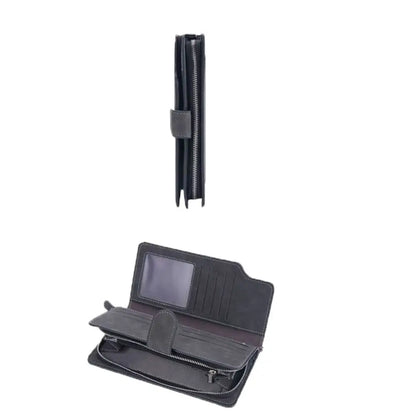 Portefeuille Long Homme Femme Cuir PU Grande Capacité - Business Clutch Téléphone Fermoir Bleu