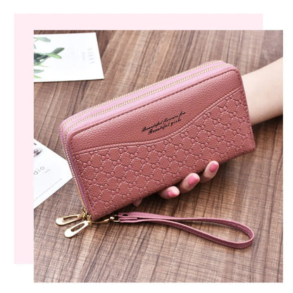 Portefeuille Long Femme Double Fermeture Éclair - Clutch Grande Capacité Cuir Europe