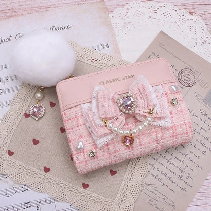 Portefeuille Femme Lolita Mignon Cuir PU - Court Porte-Cartes Monnaie Kawaii Cadeau Fille
