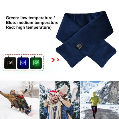 Foulard Écharpe Chauffant USB Rechargeable Femme Homme - Laine Hiver Cou Ski Kaki