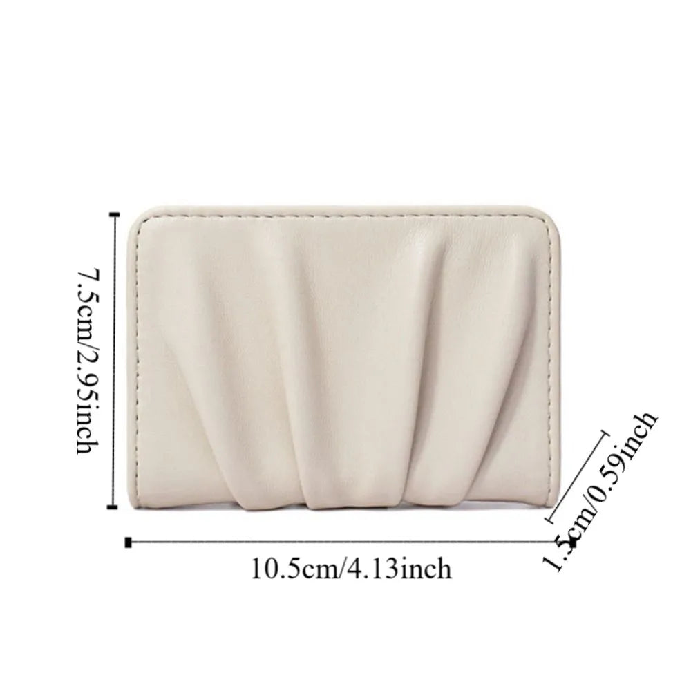 Portefeuille Femme Court Cuir PU Imperméable - Porte-Carte Plissé Multifonction Grande Capacité Bifold