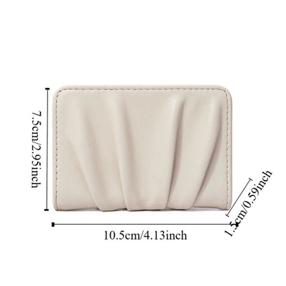 Portefeuille Femme Court Cuir PU Imperméable - Porte-Carte Plissé Multifonction Grande Capacité Bifold