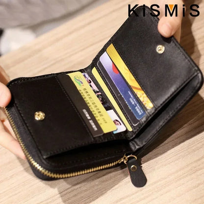 Portefeuille Femme Kawaii Rose - Mini Porte-Monnaie Cuir Design Mignon avec Compartiment Pièces