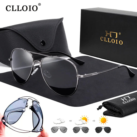 Lunettes Soleil Photochromiques Polarisées Titane CLLOIO Homme Femme - UV400 Anti-Éblouissement Conduite Sport