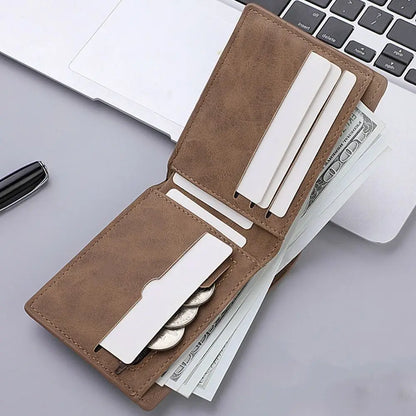 Portefeuille Homme Cuir PU Multi-Cartes - Porte-Monnaie Pliable Grande Capacité