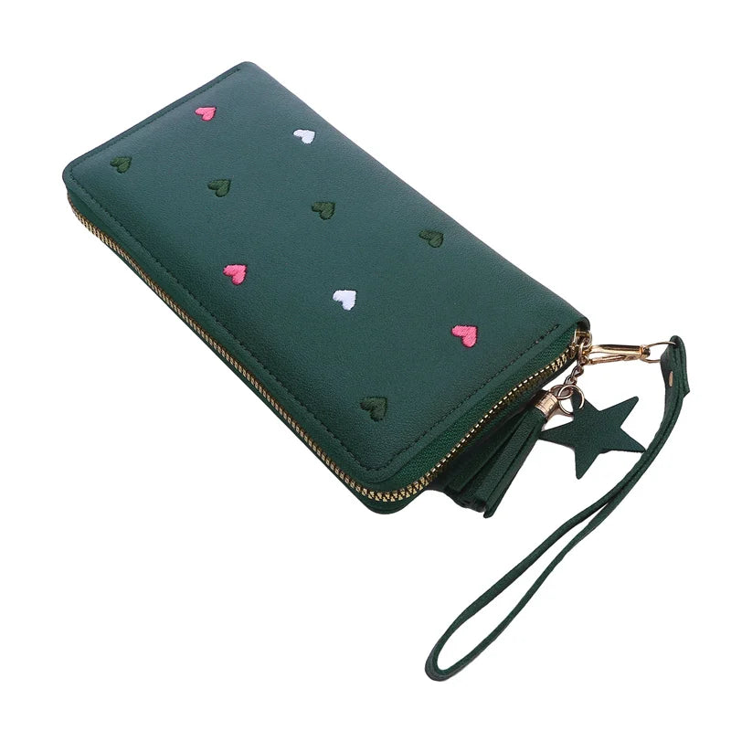 Portefeuille Long Femme Cœur Amour Luxe - Porte-Cartes Téléphone Clutch Fille