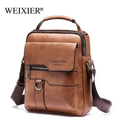 Sac Messenger Homme Cuir PU Rétro - Sac Bandoulière Grande Capacité Voyage