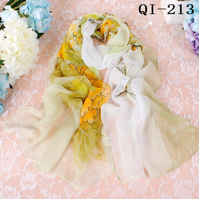 Foulard Écharpe Georgette Dégradé Fleur Femme - Bandana Châle Hijab Été Protection Solaire